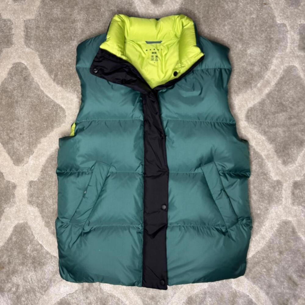 Stylish Marni Green & Black Puffer Vest - Size M